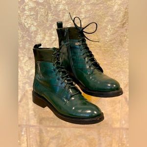 Jeffrey Campbell Green Faux Croc & Pony-hair Dress Boot Size 9.5
